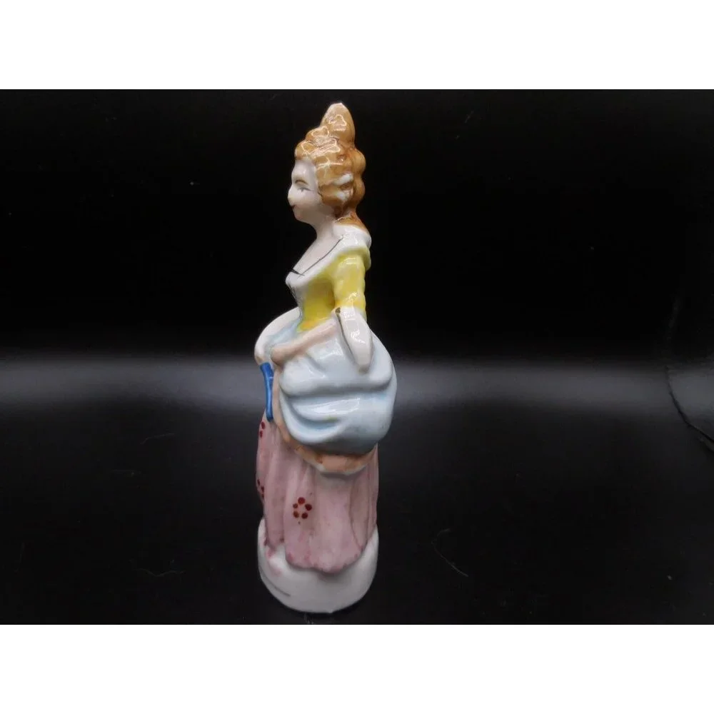 Vintage Occupied Japan Colonial Woman Figurine Pink Skirt Yellow Top 5 1/4